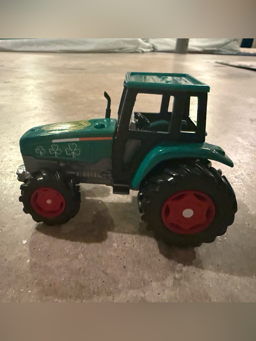 Green Kids Toy Tractor with Red Wheels - Durable Play Vehicle